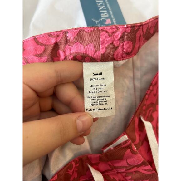 Binsi Birthing Skirt Small Pink Fleur De Lis NEW Snap Front Labor Delivery Birth - Picture 9 of 10